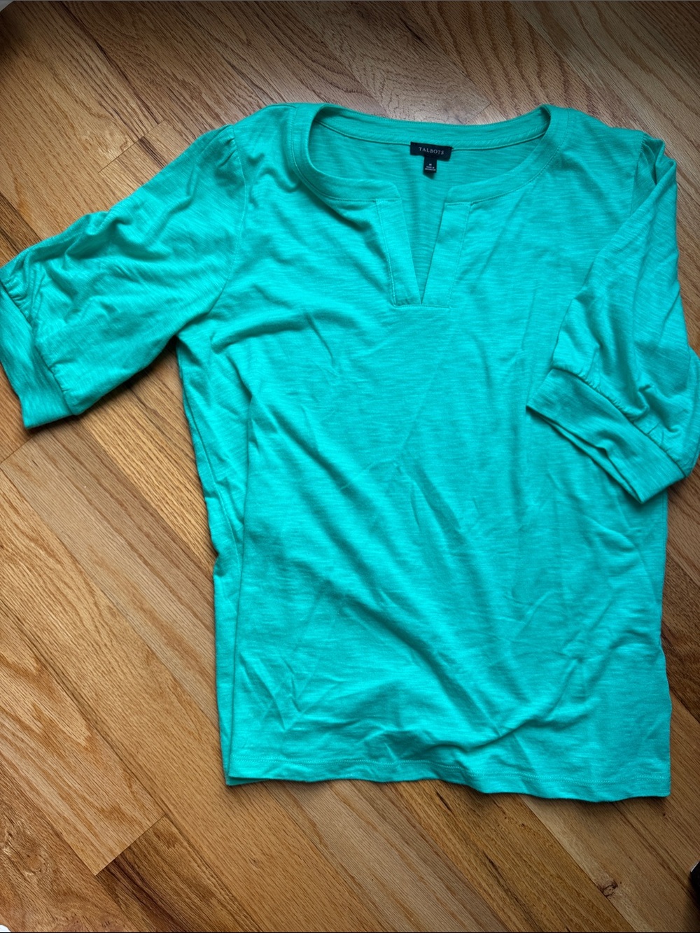 Talbots Split-Neck Short Sleeve Top